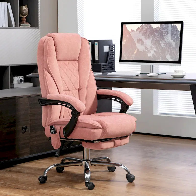 Chaise de bureau de massage avec 6 points de vibration, fauteuil d'ordinateur inclinable chauffant, chaise de bureau pivotante