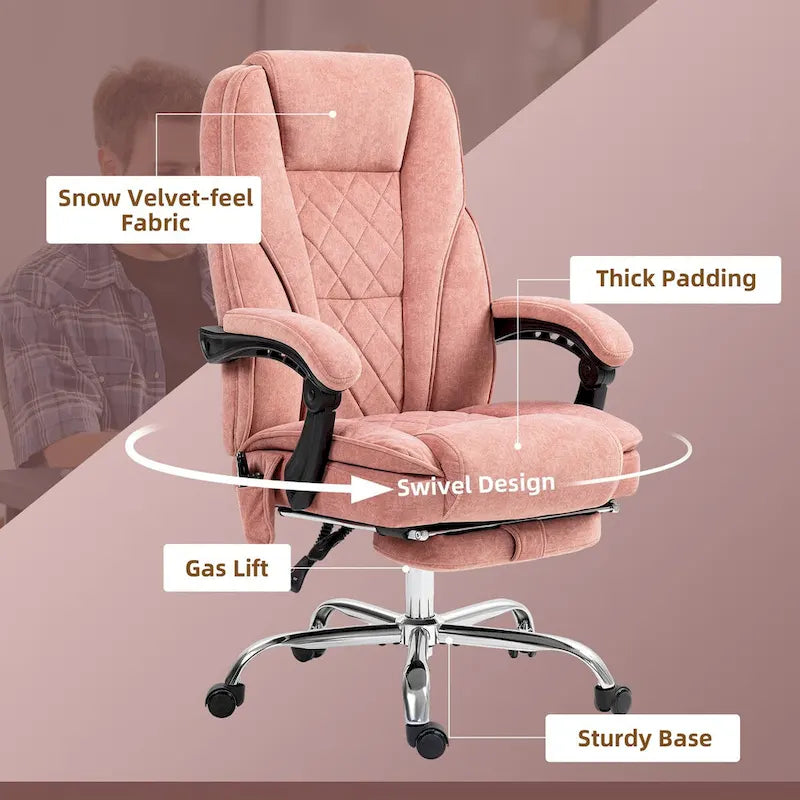 Chaise de bureau de massage avec 6 points de vibration, fauteuil d'ordinateur inclinable chauffant, chaise de bureau pivotante