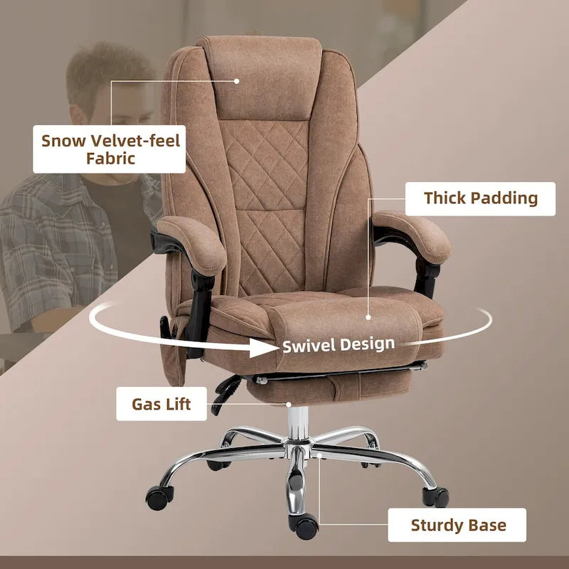 Chaise de bureau de massage avec 6 points de vibration, fauteuil d'ordinateur inclinable chauffant, chaise de bureau pivotante