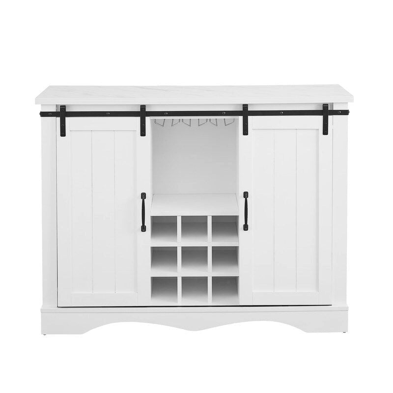Meuble de bar rustique de 47 pouces avec porte coulissante de style grange