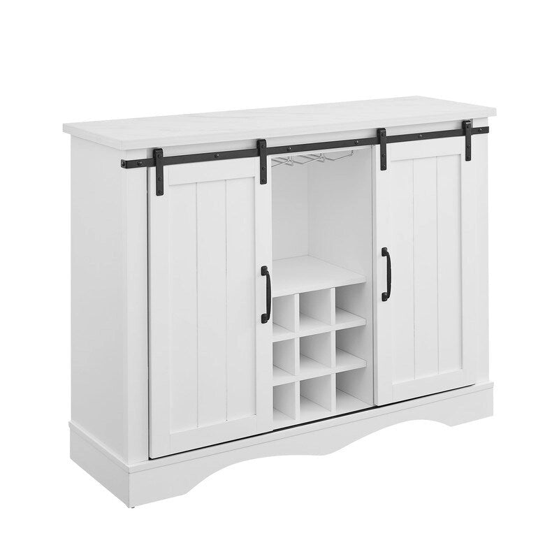 Meuble de bar rustique de 47 pouces avec porte coulissante de style grange