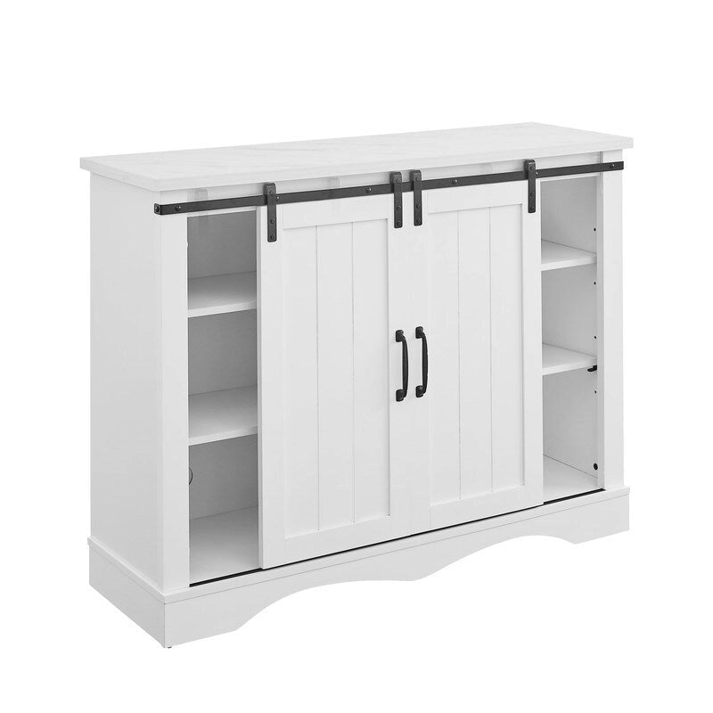 Meuble de bar rustique de 47 pouces avec porte coulissante de style grange