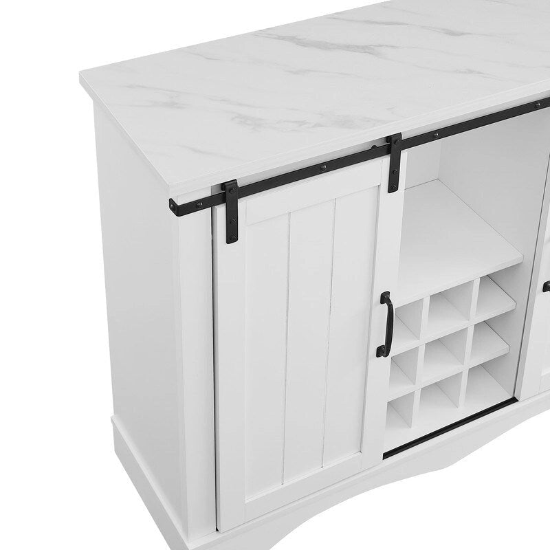 Meuble de bar rustique de 47 pouces avec porte coulissante de style grange