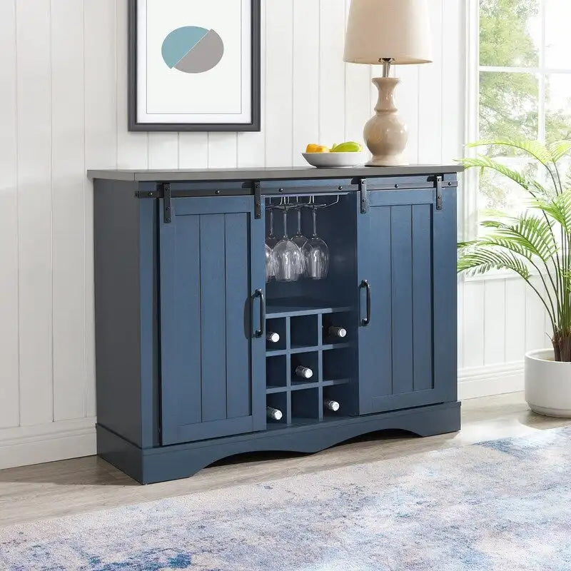 Meuble de bar rustique de 47 pouces avec porte coulissante de style grange