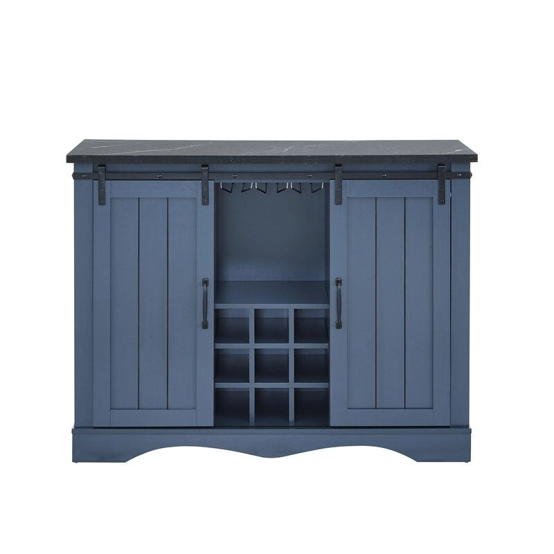 Meuble de bar rustique de 47 pouces avec porte coulissante de style grange