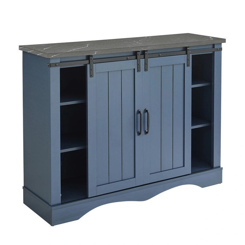 Meuble de bar rustique de 47 pouces avec porte coulissante de style grange