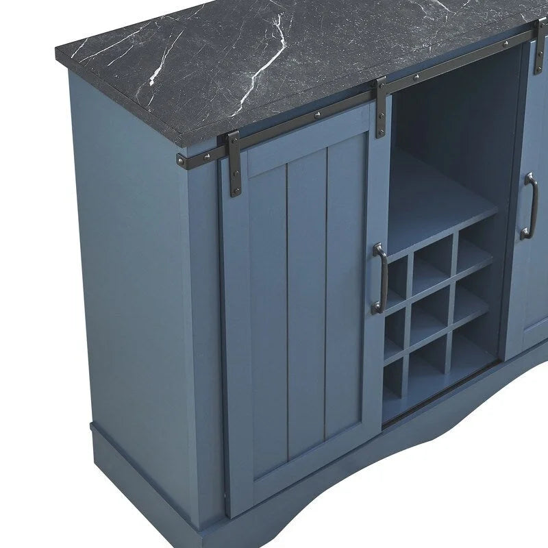 Meuble de bar rustique de 47 pouces avec porte coulissante de style grange