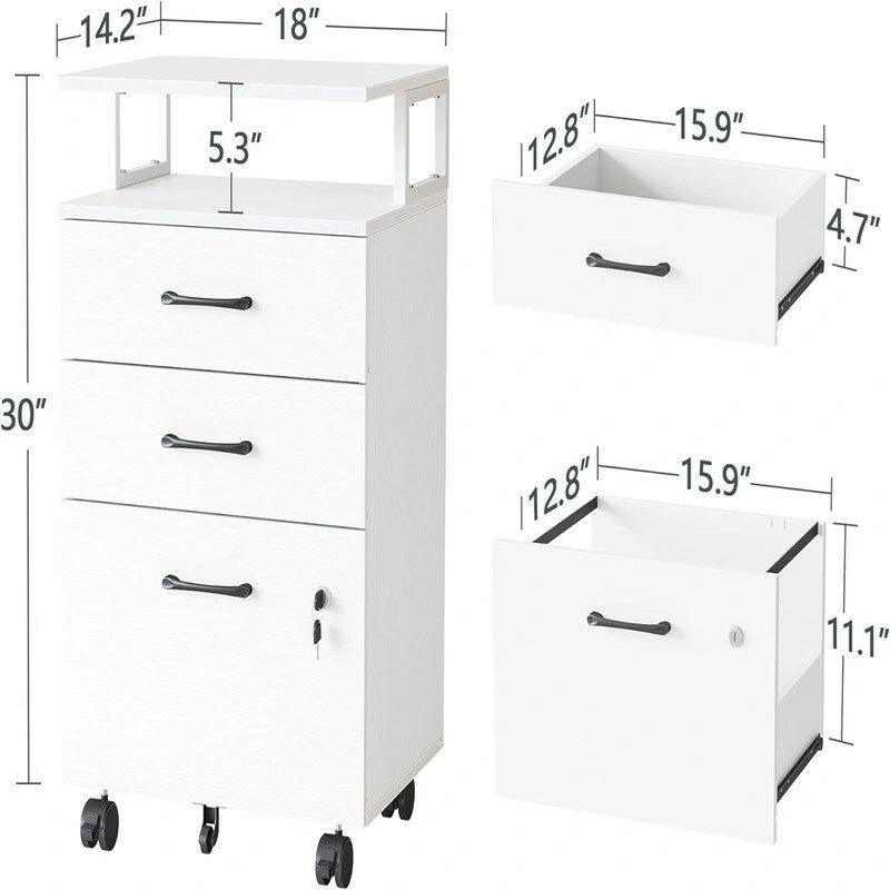 Classeur roulant à 3 tiroirs - 6,3P x 30,12L x 21,65H
