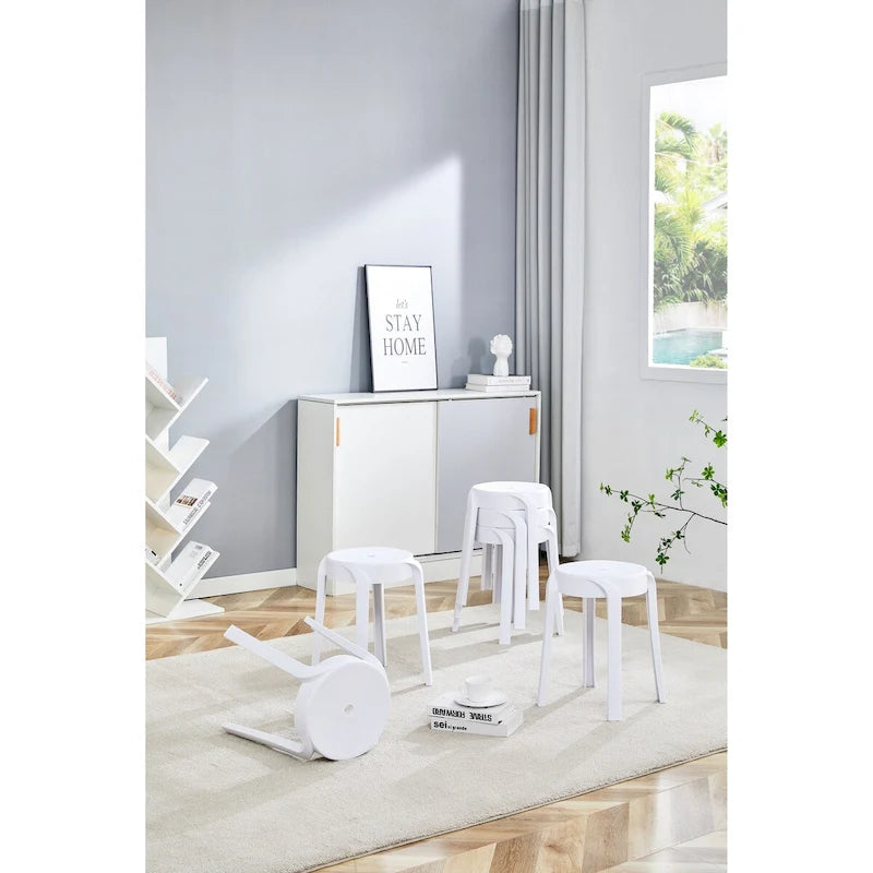 Tabourets de classe empilables (Lot de 6) Tabourets en plastique, Tabourets gigognes, Tabourets ronds colorés, Tabourets flexibles pour l'intérieur et l'extérieur